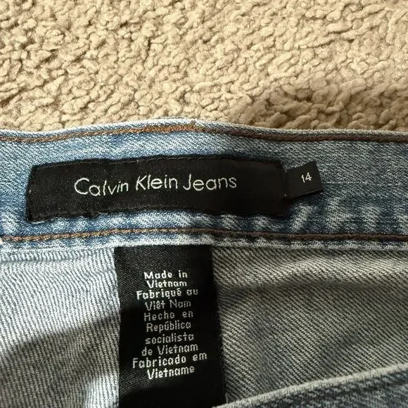 Calvin Klein Women's Light Wash Capri Wide Jeans High Rise Stretch Denim Y2K 14 - Picture 5 of 11